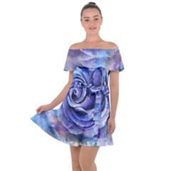 Watercolor-rose-flower-romantic Off Shoulder Velour Dress