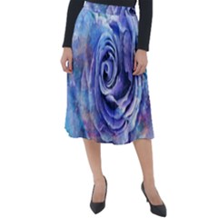 Watercolor-rose-flower-romantic Classic Velour Midi Skirt 