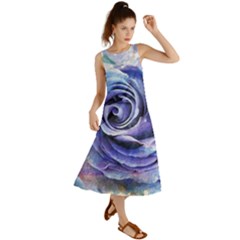 Watercolor-rose-flower-romantic Summer Maxi Dress