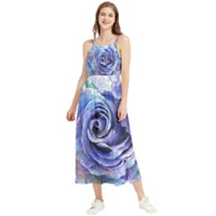 Watercolor-rose-flower-romantic Boho Sleeveless Summer Dress by Sapixe