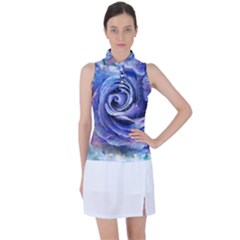 Watercolor-rose-flower-romantic Women s Sleeveless Polo Tee