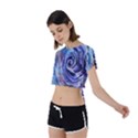 Watercolor-rose-flower-romantic Tie Back Short Sleeve Crop Tee View2