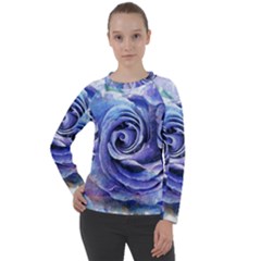 Watercolor-rose-flower-romantic Women s Long Sleeve Raglan Tee