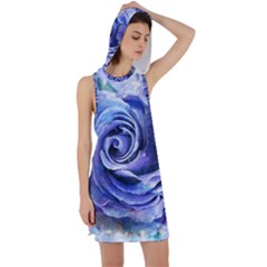 Watercolor-rose-flower-romantic Racer Back Hoodie Dress