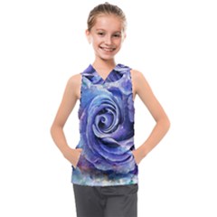 Watercolor-rose-flower-romantic Kids  Sleeveless Hoodie