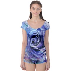 Watercolor-rose-flower-romantic Boyleg Leotard  by Sapixe