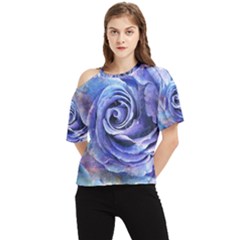 Watercolor-rose-flower-romantic One Shoulder Cut Out Tee