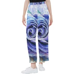 Watercolor-rose-flower-romantic Women s Pants 