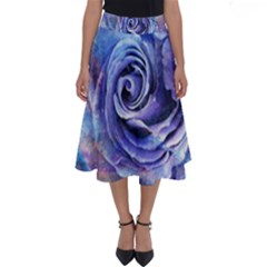 Watercolor-rose-flower-romantic Perfect Length Midi Skirt by Sapixe