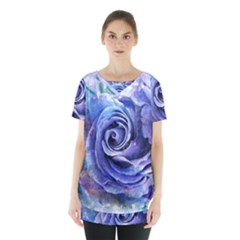 Watercolor-rose-flower-romantic Skirt Hem Sports Top by Sapixe