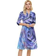 Watercolor-rose-flower-romantic Classy Knee Length Dress