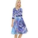 Watercolor-rose-flower-romantic Classy Knee Length Dress View2