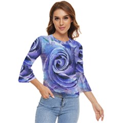 Watercolor-rose-flower-romantic Bell Sleeve Top