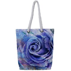 Watercolor-rose-flower-romantic Full Print Rope Handle Tote (small) by Sapixe