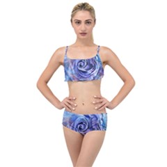 Watercolor-rose-flower-romantic Layered Top Bikini Set by Sapixe