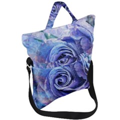 Watercolor-rose-flower-romantic Fold Over Handle Tote Bag by Sapixe