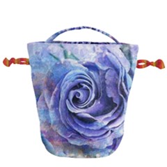 Watercolor-rose-flower-romantic Drawstring Bucket Bag by Sapixe