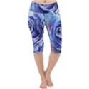 Watercolor-rose-flower-romantic Lightweight Velour Cropped Yoga Leggings View1