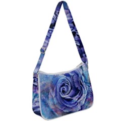 Watercolor-rose-flower-romantic Zip Up Shoulder Bag by Sapixe