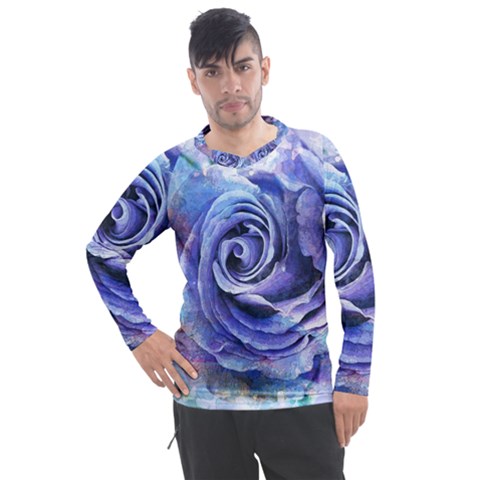 Watercolor-rose-flower-romantic Men s Pique Long Sleeve Tee by Sapixe