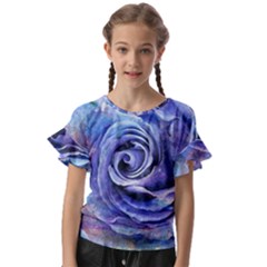 Watercolor-rose-flower-romantic Kids  Cut Out Flutter Sleeves by Sapixe