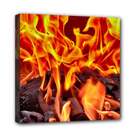 Fire-burn-charcoal-flame-heat-hot Mini Canvas 8  X 8  (stretched) by Sapixe