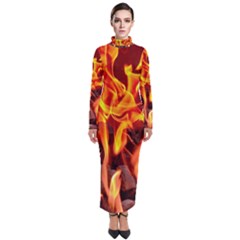 Fire-burn-charcoal-flame-heat-hot Turtleneck Maxi Dress