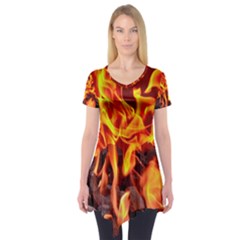 Fire-burn-charcoal-flame-heat-hot Short Sleeve Tunic  by Sapixe