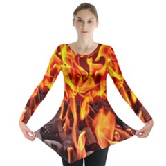 Fire-burn-charcoal-flame-heat-hot Long Sleeve Tunic  by Sapixe