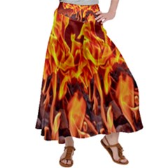 Fire-burn-charcoal-flame-heat-hot Satin Palazzo Pants by Sapixe