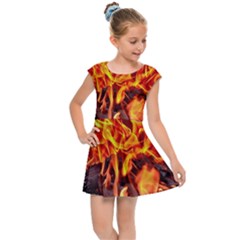 Fire-burn-charcoal-flame-heat-hot Kids  Cap Sleeve Dress by Sapixe