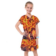 Fire-burn-charcoal-flame-heat-hot Kids  Drop Waist Dress by Sapixe