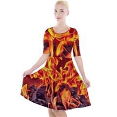 Fire-burn-charcoal-flame-heat-hot Quarter Sleeve A-line Dress by Sapixe