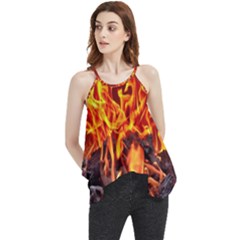 Fire-burn-charcoal-flame-heat-hot Flowy Camisole Tank Top