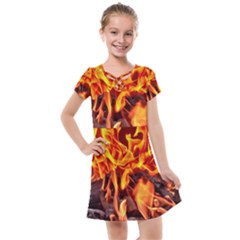 Fire-burn-charcoal-flame-heat-hot Kids  Cross Web Dress by Sapixe