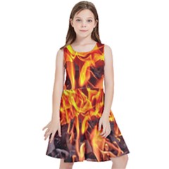 Fire-burn-charcoal-flame-heat-hot Kids  Skater Dress by Sapixe