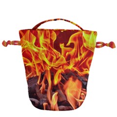 Fire-burn-charcoal-flame-heat-hot Drawstring Bucket Bag by Sapixe