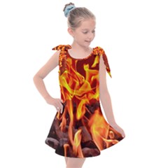 Fire-burn-charcoal-flame-heat-hot Kids  Tie Up Tunic Dress by Sapixe