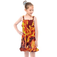 Fire-burn-charcoal-flame-heat-hot Kids  Overall Dress by Sapixe