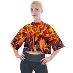 Fire-burn-charcoal-flame-heat-hot Mock Neck Tee