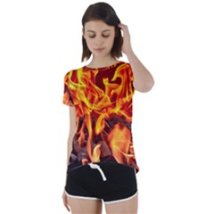 Fire-burn-charcoal-flame-heat-hot Short Sleeve Foldover Tee by Sapixe