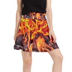 Fire-burn-charcoal-flame-heat-hot Waistband Skirt