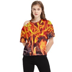 Fire-burn-charcoal-flame-heat-hot One Shoulder Cut Out Tee by Sapixe