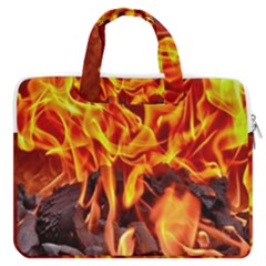 Fire-burn-charcoal-flame-heat-hot Macbook Pro Double Pocket Laptop Bag by Sapixe