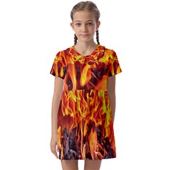 Fire-burn-charcoal-flame-heat-hot Kids  Asymmetric Collar Dress by Sapixe