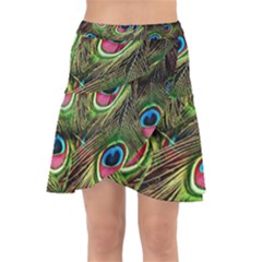 Peacock-feathers-plumage-pattern Wrap Front Skirt