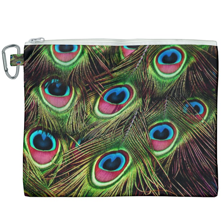 Peacock-feathers-plumage-pattern Canvas Cosmetic Bag (XXXL)