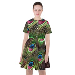 Peacock-feathers-plumage-pattern Sailor Dress by Sapixe