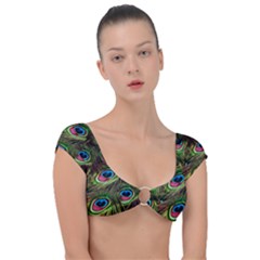 Peacock-feathers-plumage-pattern Cap Sleeve Ring Bikini Top by Sapixe