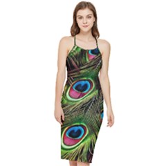 Peacock-feathers-plumage-pattern Bodycon Cross Back Summer Dress